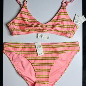 Aerie Pink Striped Bikini Set
